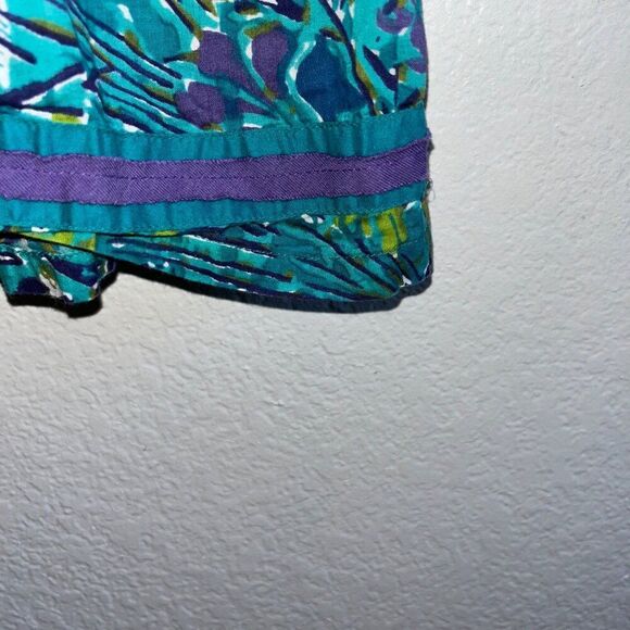 Biba Short Dress Kaftan Beach Cover Up V-Neck %100 Cotton Floral Print Size US M - Picture 9 of 9